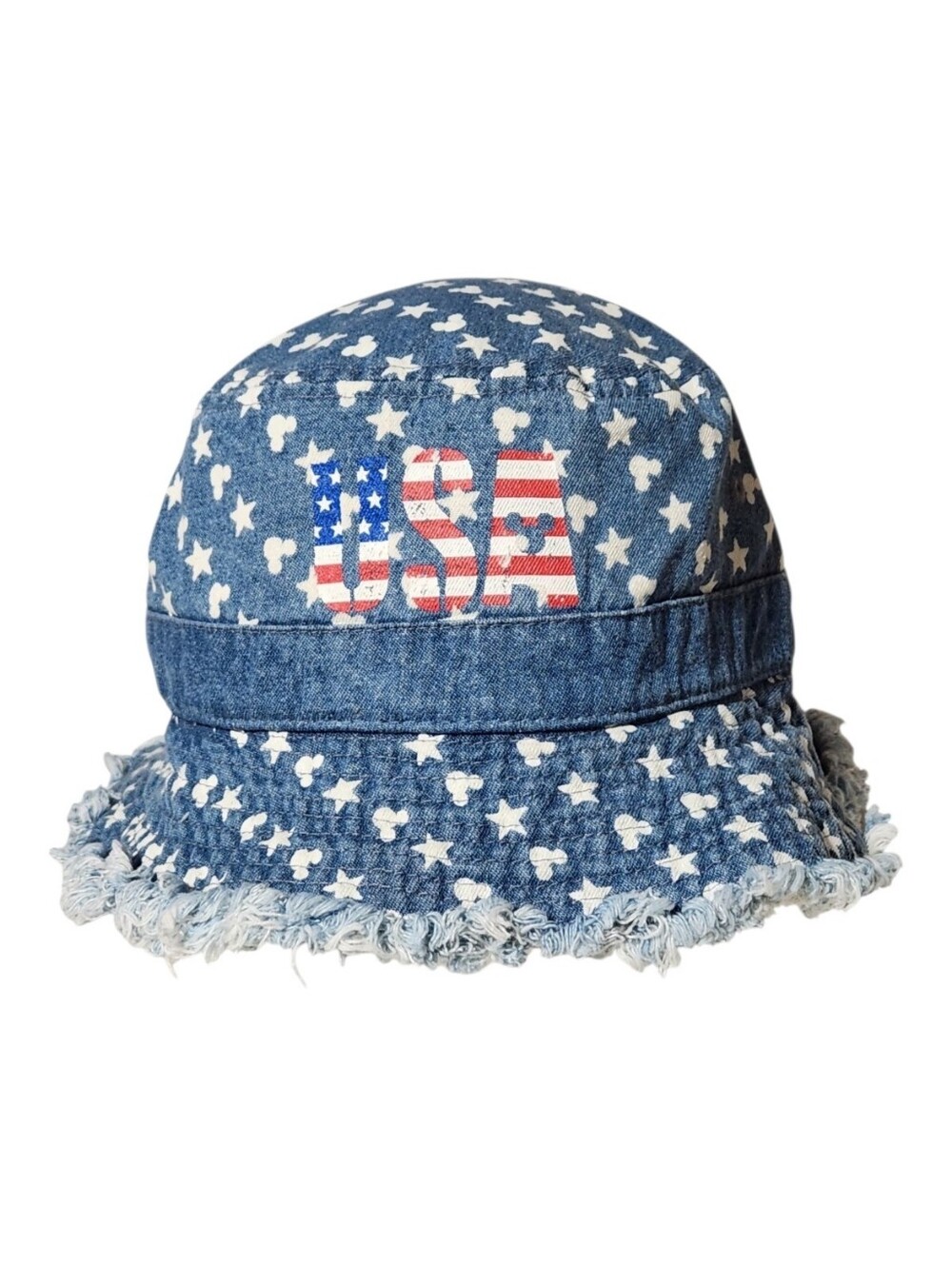 Disney Parks Mickey Mouse Americana Denim Bucket Hat USA Stars Flag Adult Large